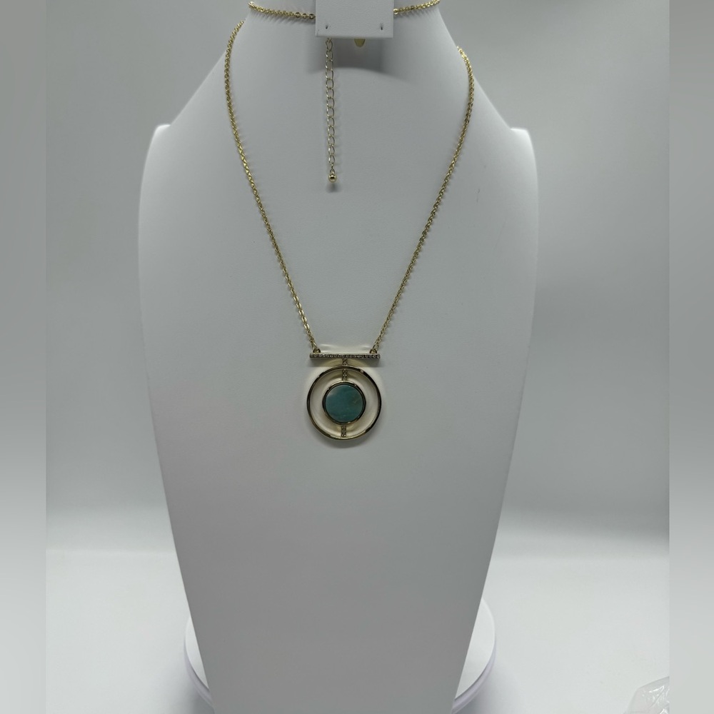 Express Gold Tone Blue Semi-Precious Stone Necklace
